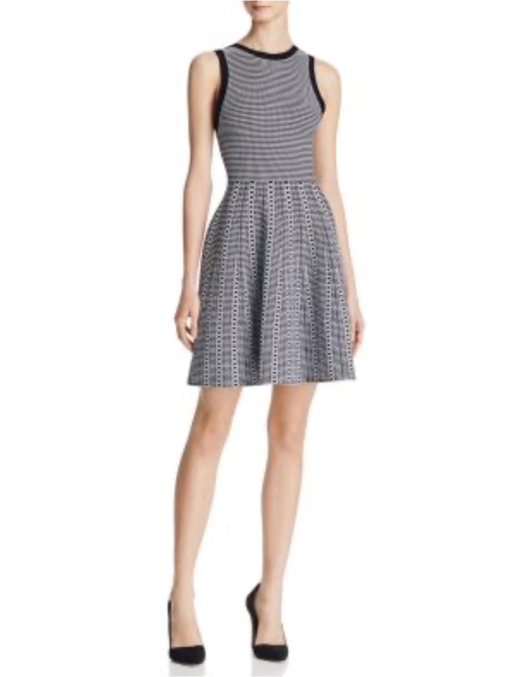 Alice + Olivia Black Kamilah Textured- Stitch  Dress Quiet Luxury Size Small